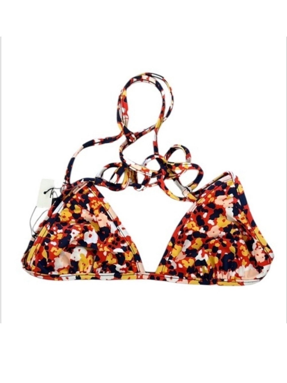 Rachel Pally bright retro floral print bikini swim top size XS New